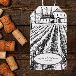Italiaans platteland  wijngaard bruiloft cadeaulabel