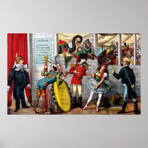 italiaans politiek Cartoon van circusartiesten Poster