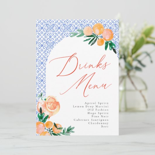 Italiaans Positano Aperol Spritz bruiloft Drinken  Menu (Staand voorkant)