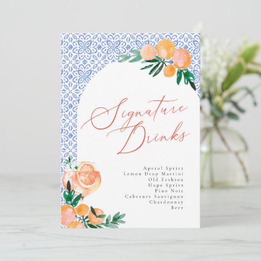 Italiaans Positano Aperol Spritz Signature Drinken Menu (Staand voorkant)