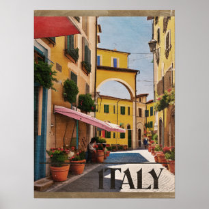 Italiaans poster voor het reizen met wijnstokken