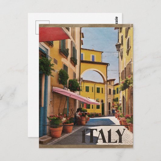 Italiaans poster voor het reizen met wijnstokken briefkaart (Voorkant / Achterkant)