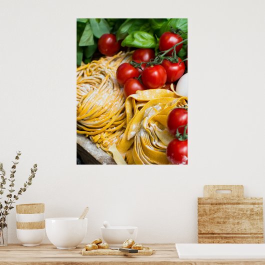 Italiaans Poster voor voedselpasta Tomato Basil Eg (Keuken)