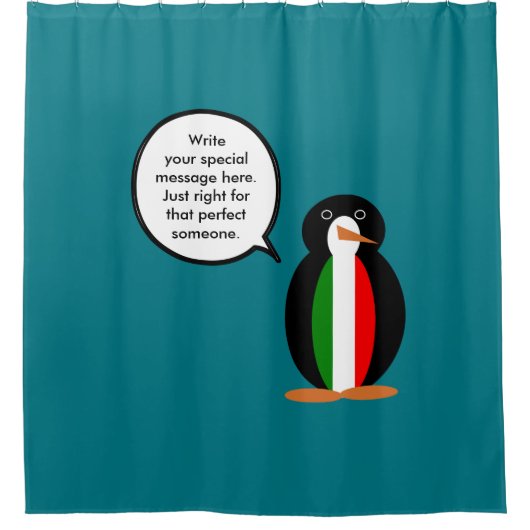 Italiaans praten Ms Penguin gepersonaliseerd Douchegordijn (Voorkant)
