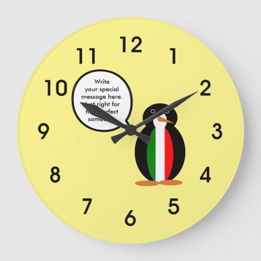 Italiaans praten Ms Penguin gepersonaliseerd Grote Klok (Voorkant)