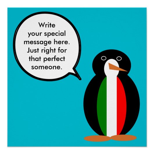 Italiaans praten Ms Penguin gepersonaliseerd Poster (Voorkant)