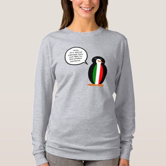 Italiaans praten Ms Penguin gepersonaliseerd T-shirt (Voorkant)