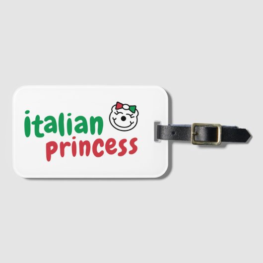 Italiaans prinsesje – Schattige handgetekende Beer Bagagelabel (Voorkant (horizontaal))