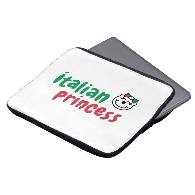 Italiaans prinsesje – Schattige handgetekende Beer Laptop Sleeve (Voorkant top)