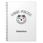 Italiaans prinsesje – Schattige handgetekende Beer Notitieboek (Voorkant)