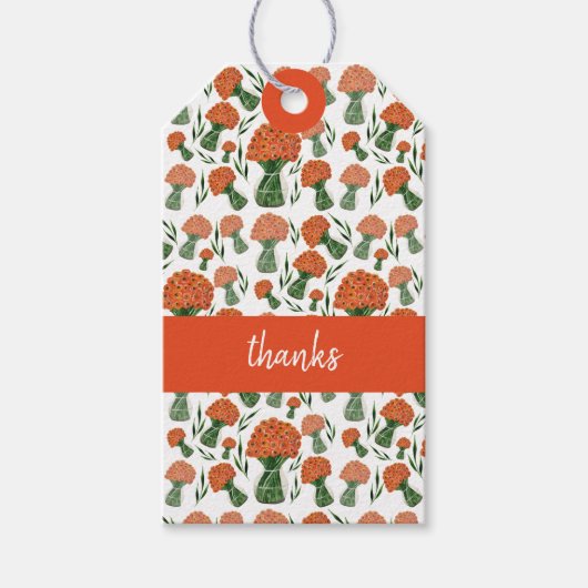 Italiaans Ranunculus Oranje Waterverf Kunst Cadeaulabel (Voorkant)