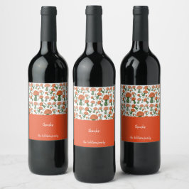 Italiaans Ranunculus Oranje Waterverf Wijnlabel Wijn Etiket