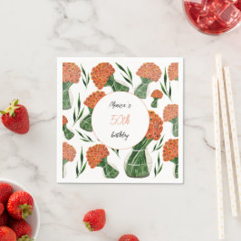 Italiaans Ranunculus Waterverf Kunst Gepersonalise Servet