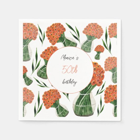 Italiaans Ranunculus Waterverf Kunst Gepersonalise Servet (Voorkant)