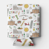 Italiaans reizen, nationaal eten, doodle patroon. blikjeskoeler (Achterkant)