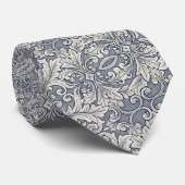 Italiaans renaissance blauw grijs Damask Stropdas (Opgerold)