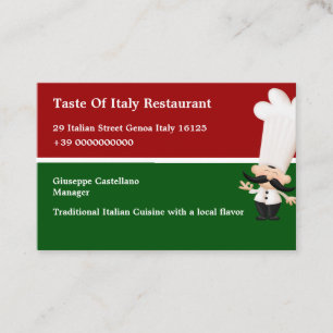 Italiaans restaurant Europese stijl Visitekaartje