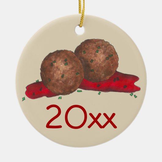Italiaans restaurant Meatballen Marinara Sauce Keramisch Ornament (Voorkant)
