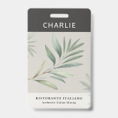 Italiaans Restaurant Olijfblad Personeelsnaam Badge (Voorzijde)