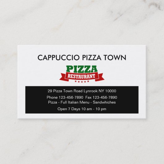 Italiaans restaurant Pizza BusinessCards Visitekaartje (Voorkant)