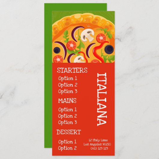 Italiaans restaurant pizza diner menu (Voorkant / Achterkant)
