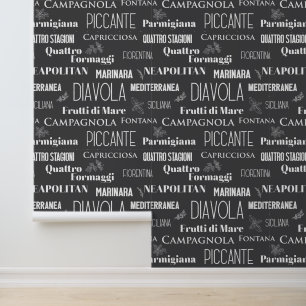 Italiaans Restaurant Pizza Namen Typografisch Behang