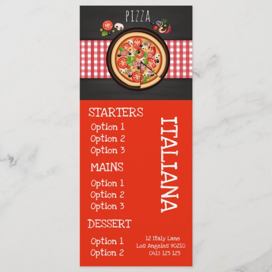 Italiaans restaurant pizzadiner menu (Voorkant)