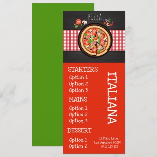 Italiaans restaurant pizzadiner menu (Voorkant / Achterkant)
