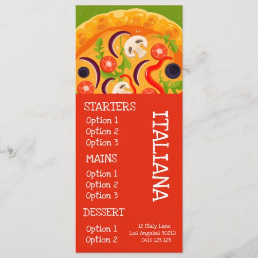 Italiaans restaurant pizzadiner menu (Voorkant)