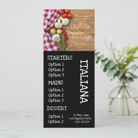 Italiaans restaurant pizzadiner menu (Staand voorkant)