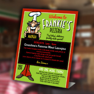 Italiaans restaurant Pizzeria Leuk menu Board Prom Reclamebord Met Voetstuk