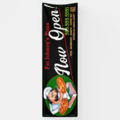 Italiaans Restaurant Pizzeria Pizza NU OPEN! Spandoek (Verticaal)