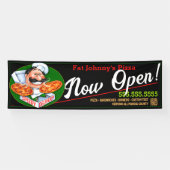 Italiaans Restaurant Pizzeria Pizza NU OPEN! Spandoek (Horizontaal)