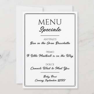 Italiaans restaurantmenu zwangerschapsaankondiging aankondiging