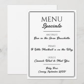 Italiaans restaurantmenu zwangerschapsaankondiging aankondiging (Voorkant / Achterkant)