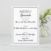 Italiaans restaurantmenu zwangerschapsaankondiging menu (Staand voorkant)