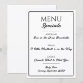 Italiaans restaurantmenu zwangerschapsaankondiging menu (Voorkant / Achterkant)