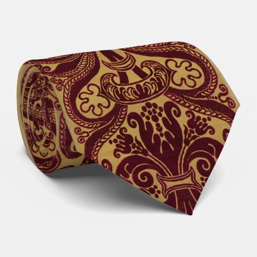 Italiaans Rijk Bourgondië Goud Renaissance Stropdas (Opgerold)