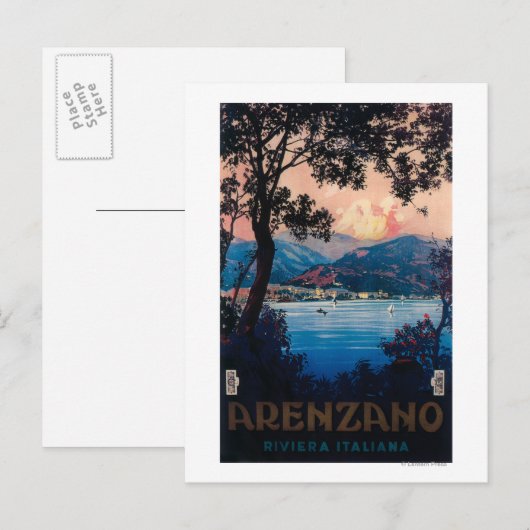 Italiaans Riviera Travel Poster Briefkaart (Voorkant / Achterkant)