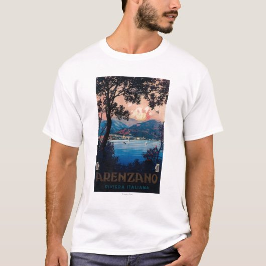 Italiaans Riviera Travel Poster T-shirt (Voorkant)