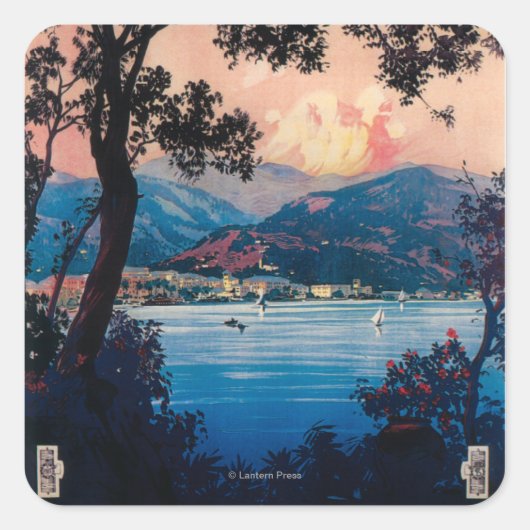 Italiaans Riviera Travel Poster Vierkante Sticker (Voorkant)