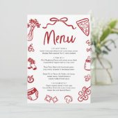 Italiaans Rode Hand getrokken Pizza Baby shower Me Kaart (Staand voorkant)