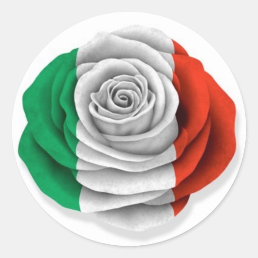 Italiaans Roos Vlag op wit Ronde Sticker (Voorkant)