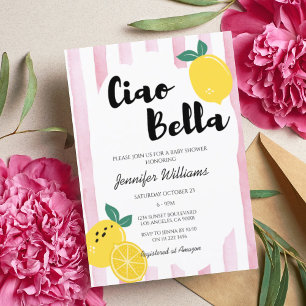 Italiaans Roze Citroen Ciao Baby Bella Douche Meis Kaart
