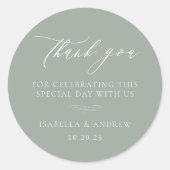 Italiaans Sage Green Bedankt Ronde Sticker (Voorkant)