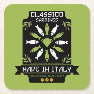Italiaans Sardine Art Print Keukengeschenk Kartonnen Onderzetters