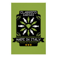 Italiaans Sardine Art Print Keukengeschenk