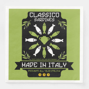 Italiaans Sardine Art Print Keukengeschenk Servet