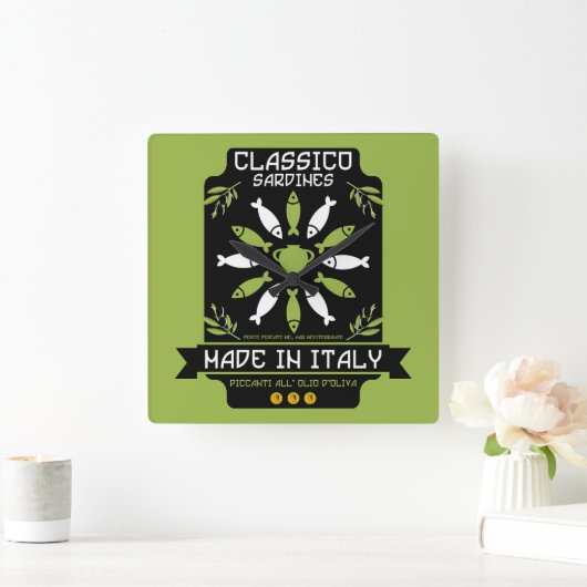 Italiaans Sardine Art Print Keukengeschenk Vierkante Klok (Huis)