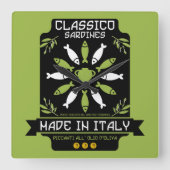 Italiaans Sardine Art Print Keukengeschenk Vierkante Klok (Voorkant)